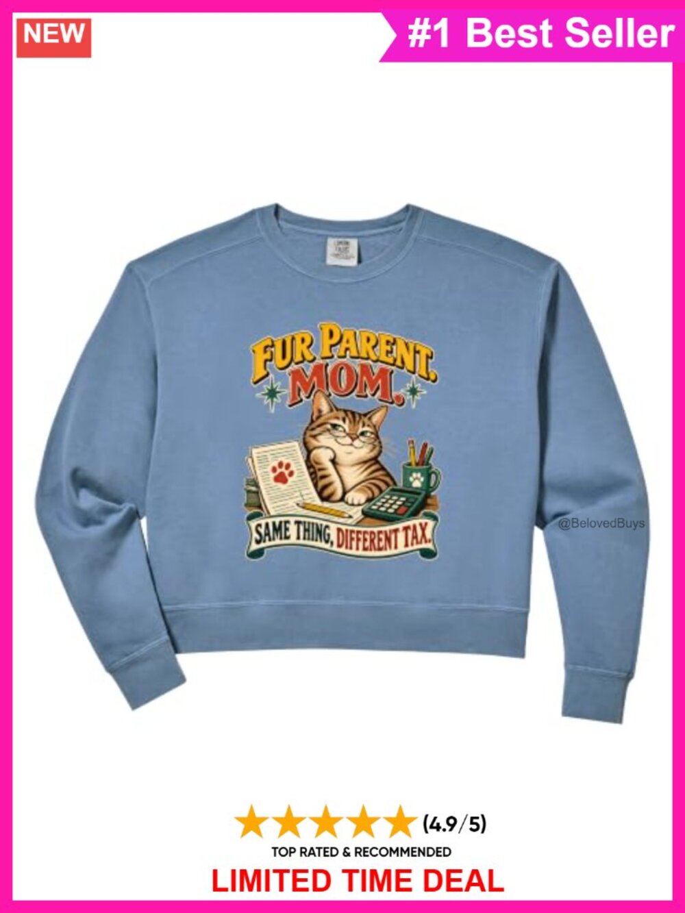 Womens Fur Parent Mom Same Thing Different Tax Crop Sweatshirt